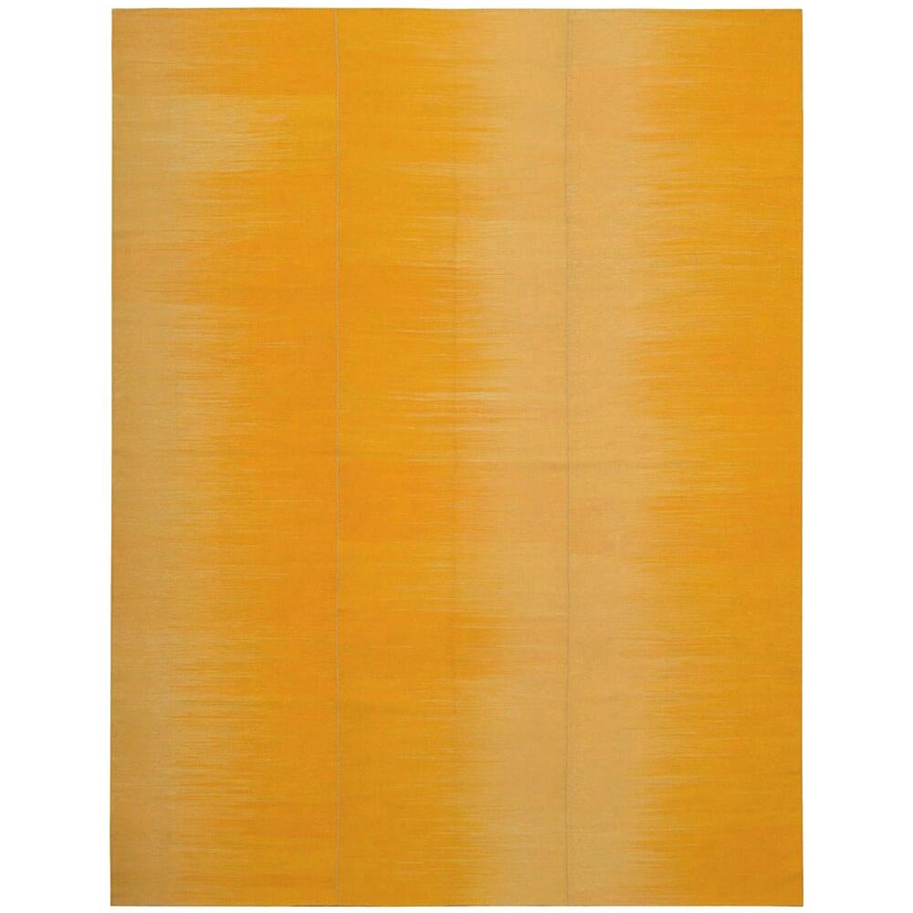 21st Century Handwoven Sunshine Yellow Mazandaran Kilim Carpet For Sale