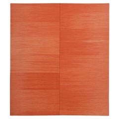 Handwoven Mazandaran Kilim Rug - Rich Orange, Minimalist Design, Wool