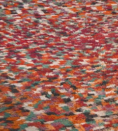 Handwoven Mid-Century Multicolored Deep-Pile Vintage Moroccan Rug