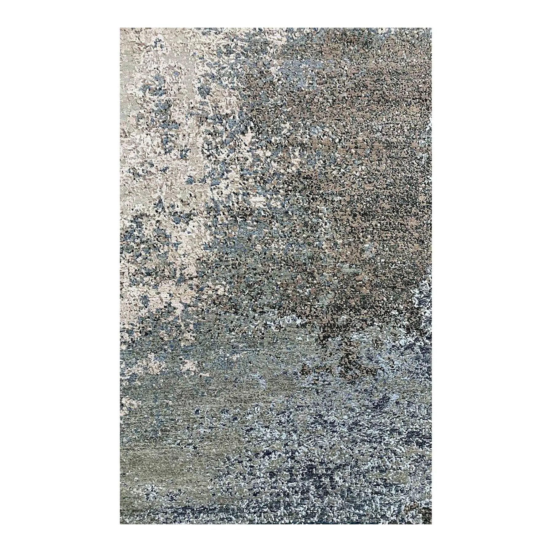 Handwoven Modern Abstract Wool Area Rug, Contemporary Artistic Design Carpet 4x6 For Sale