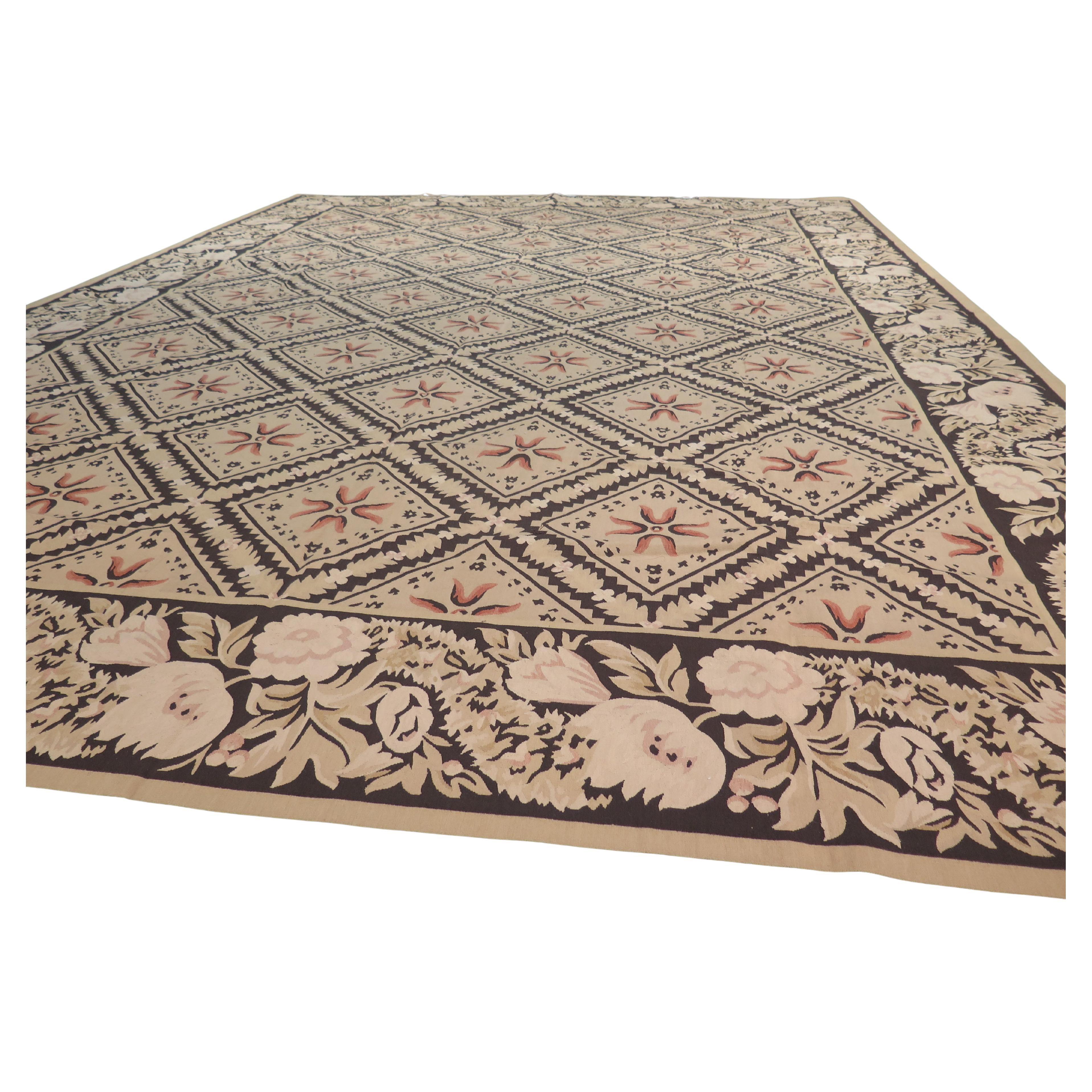 Handwoven Modern Aubsson Carpet of Savonnerie Design For Sale