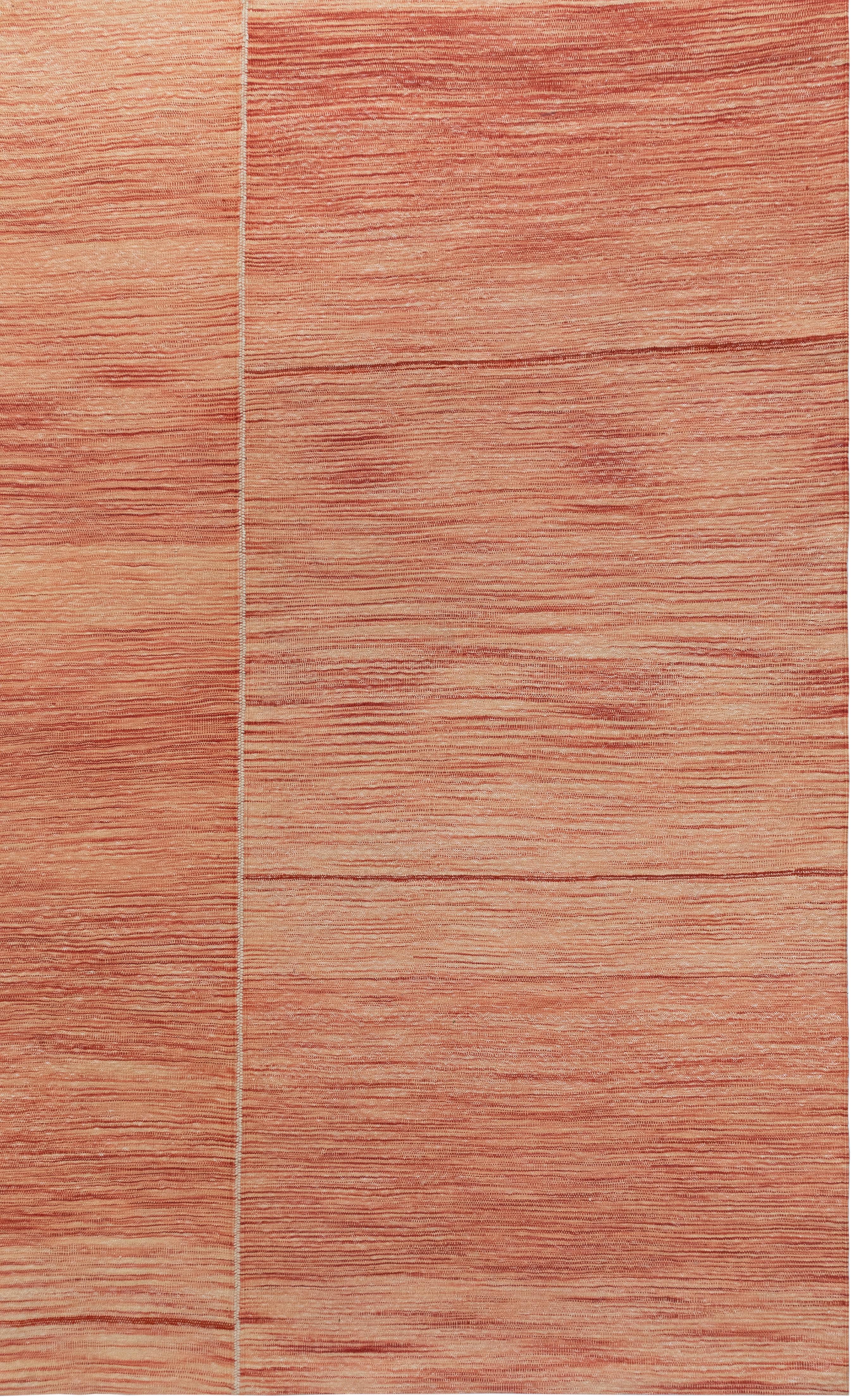 Lana Tappeto moderno tessuto a mano a trama piatta nei toni del corallo - Rug & Kilim contemporaneo in lana in vendita