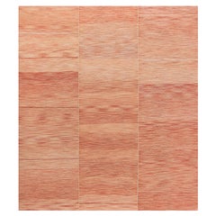 Alfombra moderna tejida a mano en tonos coral - Lana Kilim Contemporáneo