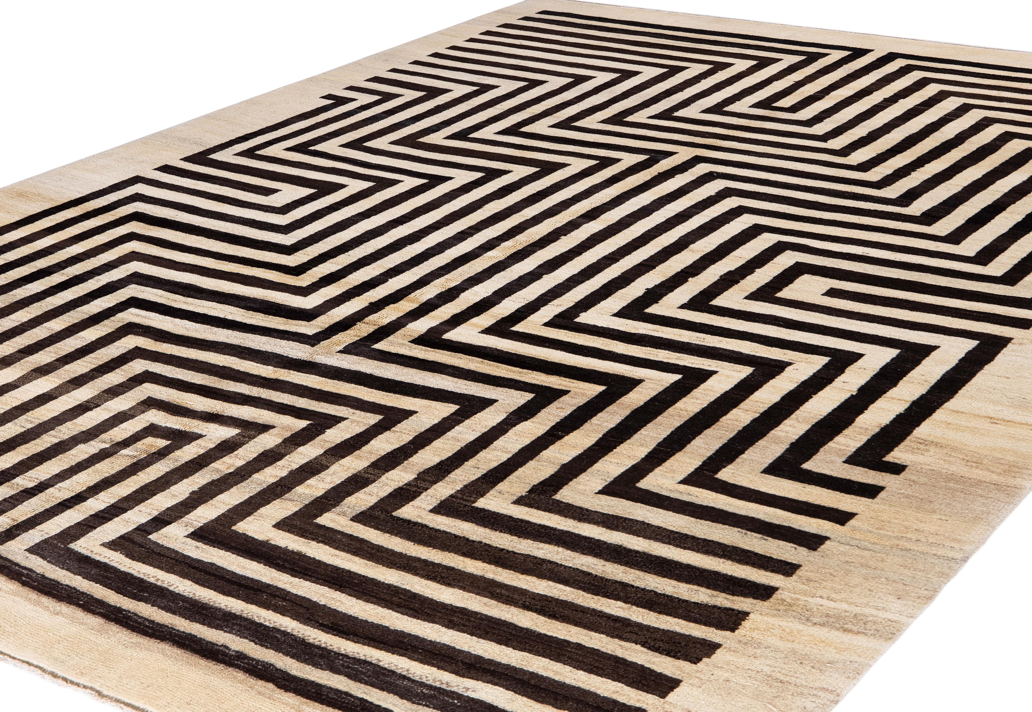 Alfombra de lana Shiraz geométrica moderna tejida a mano Moderno en venta