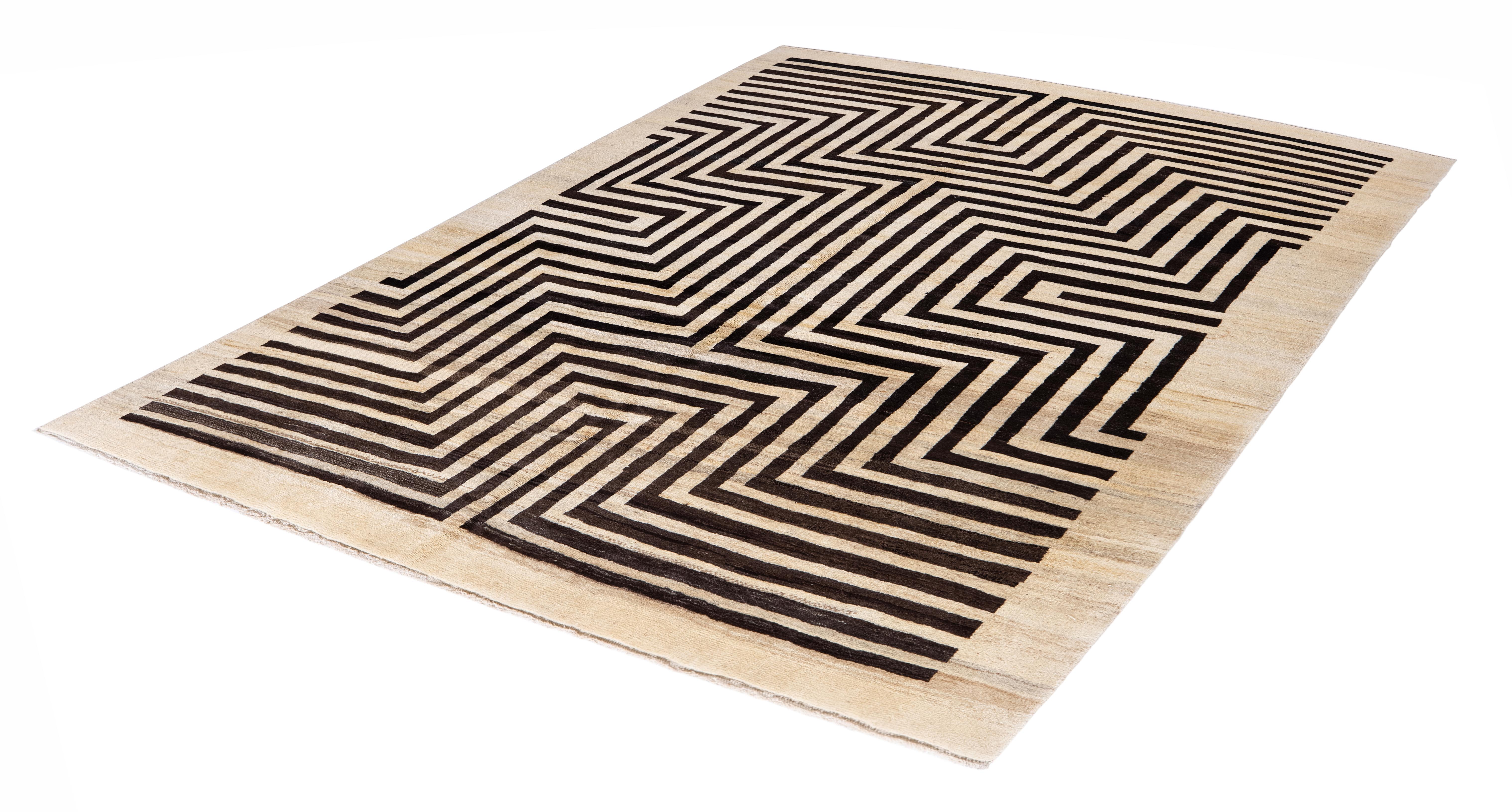 Alfombra de lana Shiraz geométrica moderna tejida a mano Anudado a mano en venta