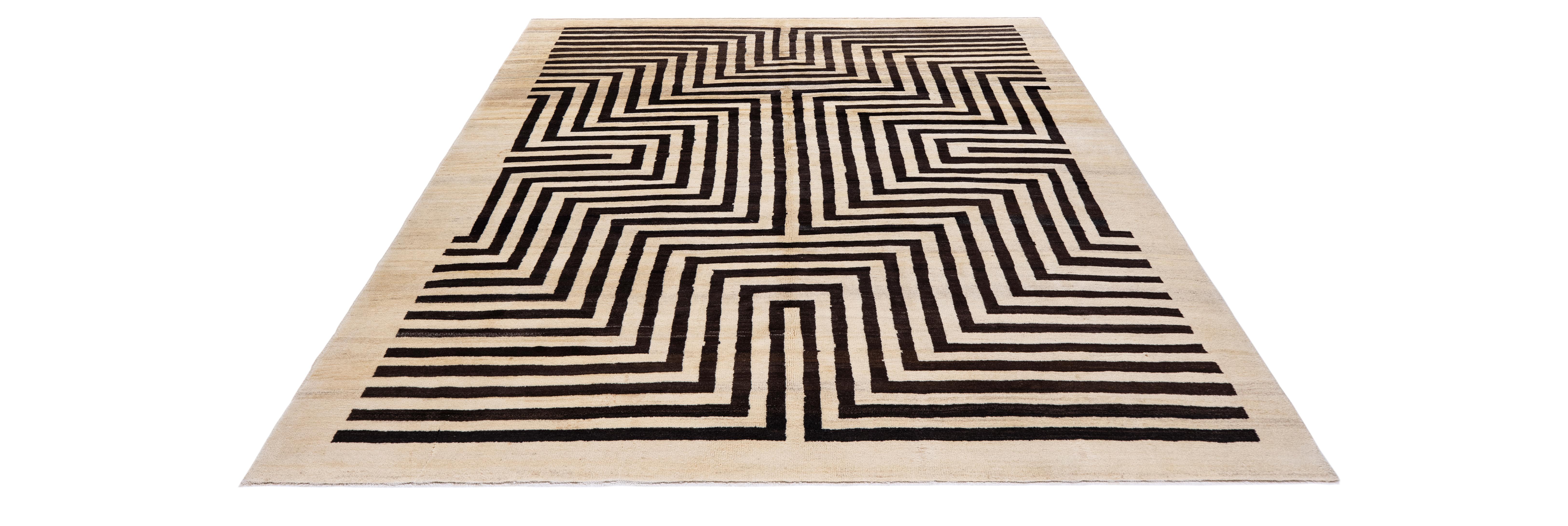 Alfombra de lana Shiraz geométrica moderna tejida a mano Lana en venta
