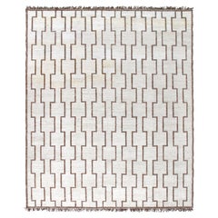 Handgewebter moderner indischer Teppich Merinowolle
Leder, marokkanisch inspiriert von den Tuareg