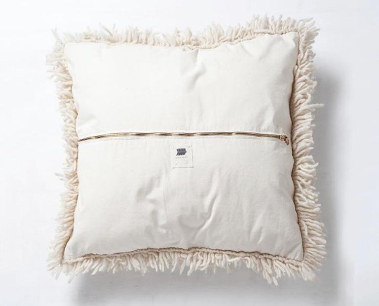 Handwoven Modern Organic Wool Throw Pillow in Ivory, in Stock at 1stDibs