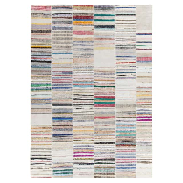 Handmade Leather Patchwork Rug For Sale at 1stDibs