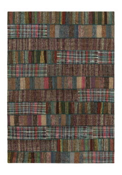 Alfombra kilim patchwork moderna tejida a mano con rayas policromáticas by Rug & Kilim
