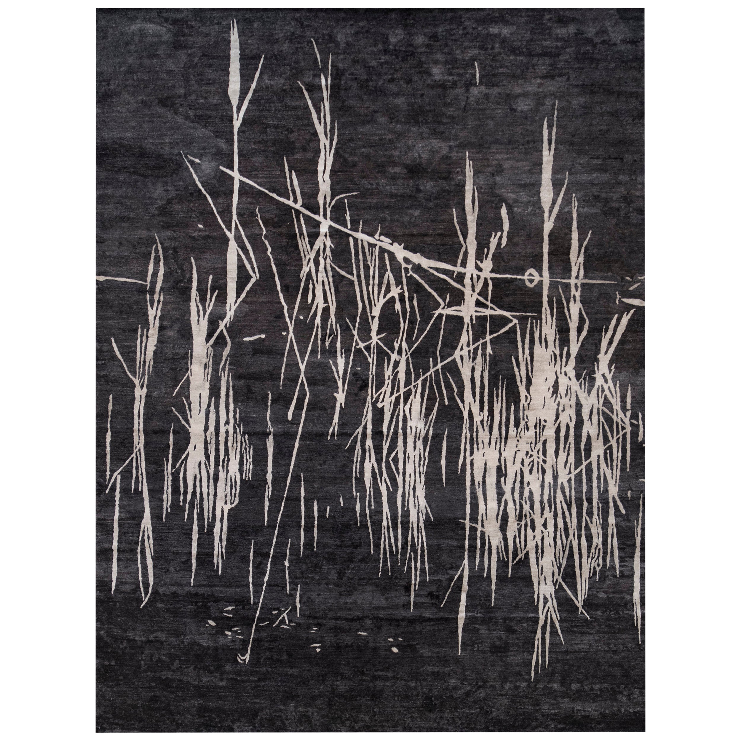 Tapis abstrait moderne en pure soie tissé à la main en vente