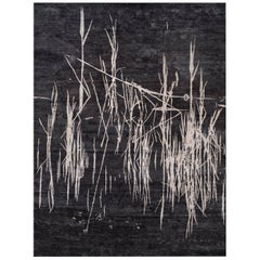 Tapis abstrait moderne en pure soie tissé à la main