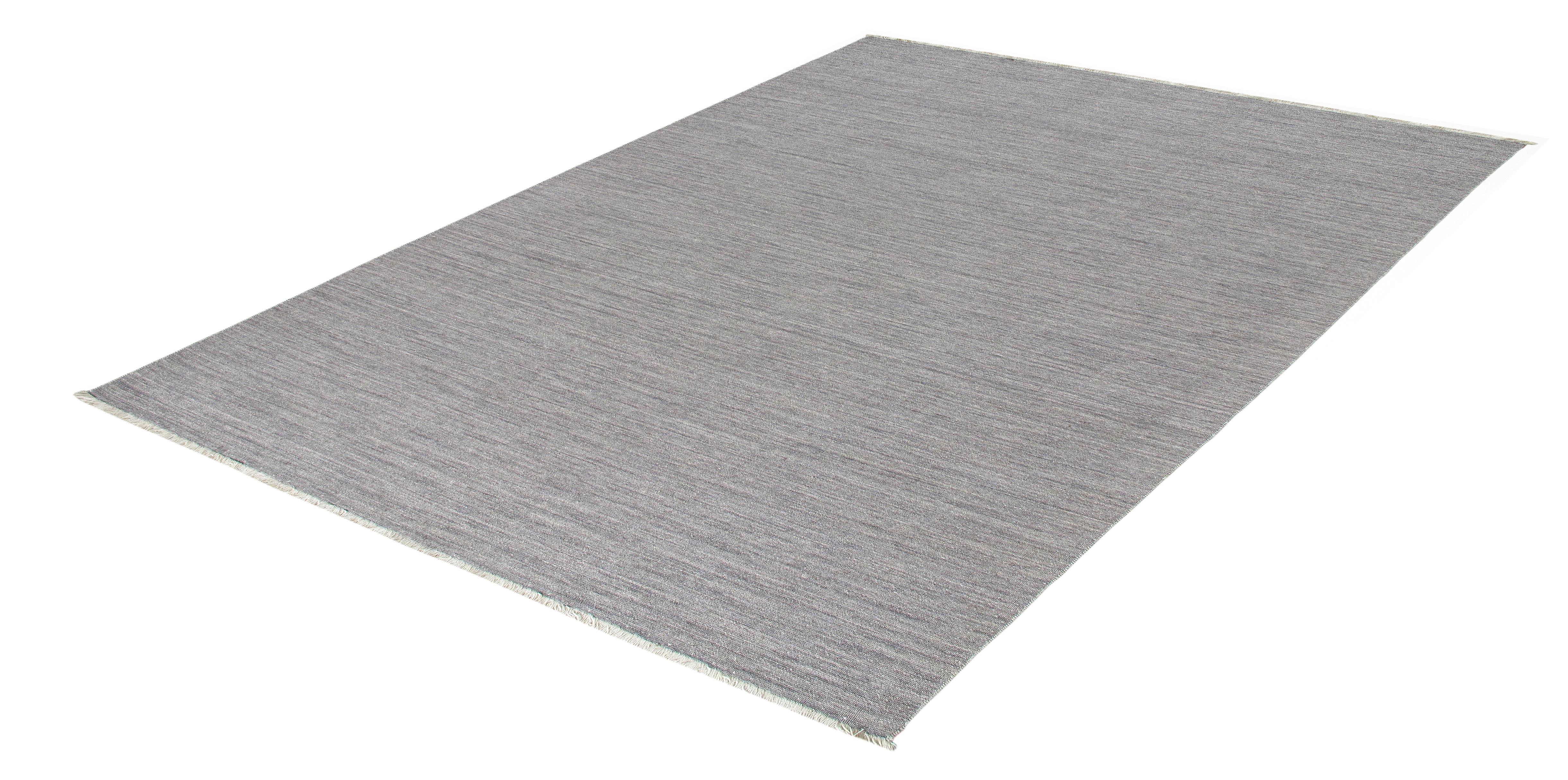 Handgewebter moderner Teppich aus Indien  Merinowolle, Neutrale Töne, Minimalistisches Design (Indisch) im Angebot
