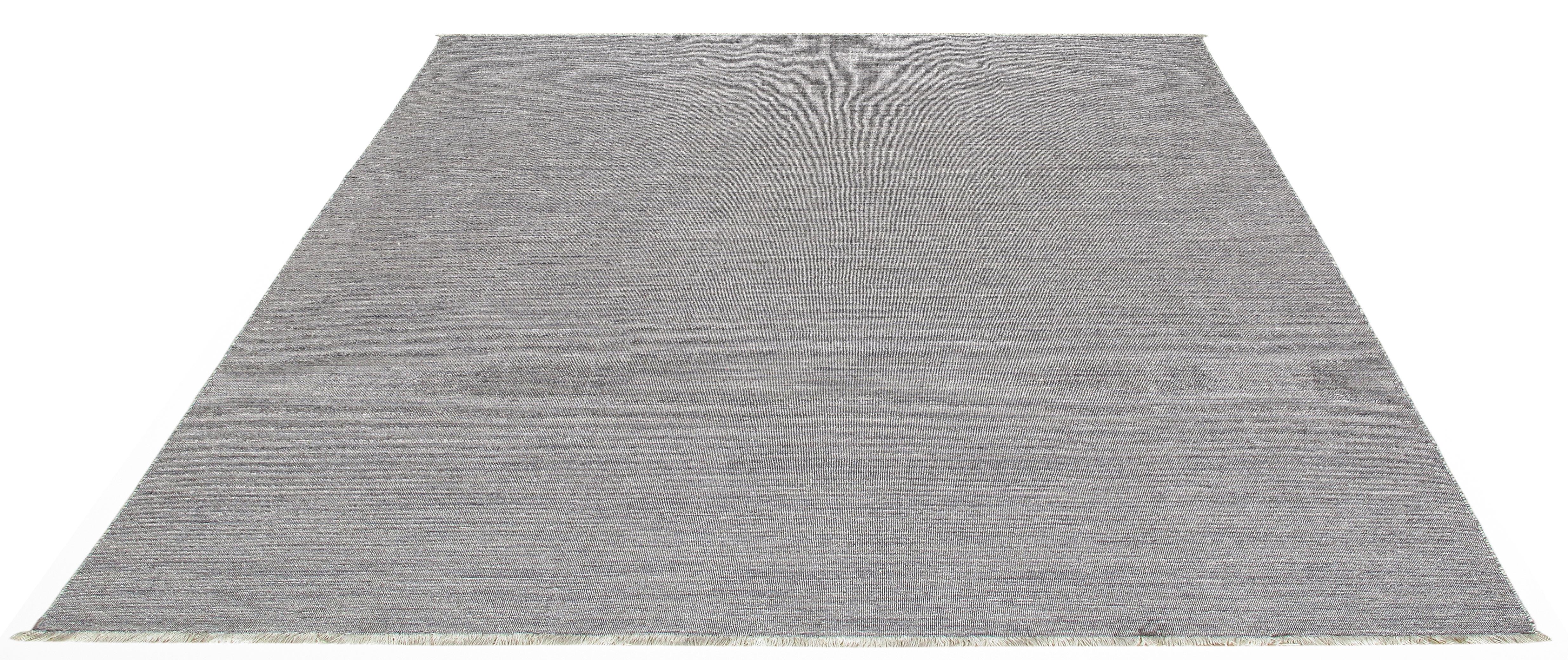 Handgewebter moderner Teppich aus Indien  Merinowolle, Neutrale Töne, Minimalistisches Design (Wolle) im Angebot