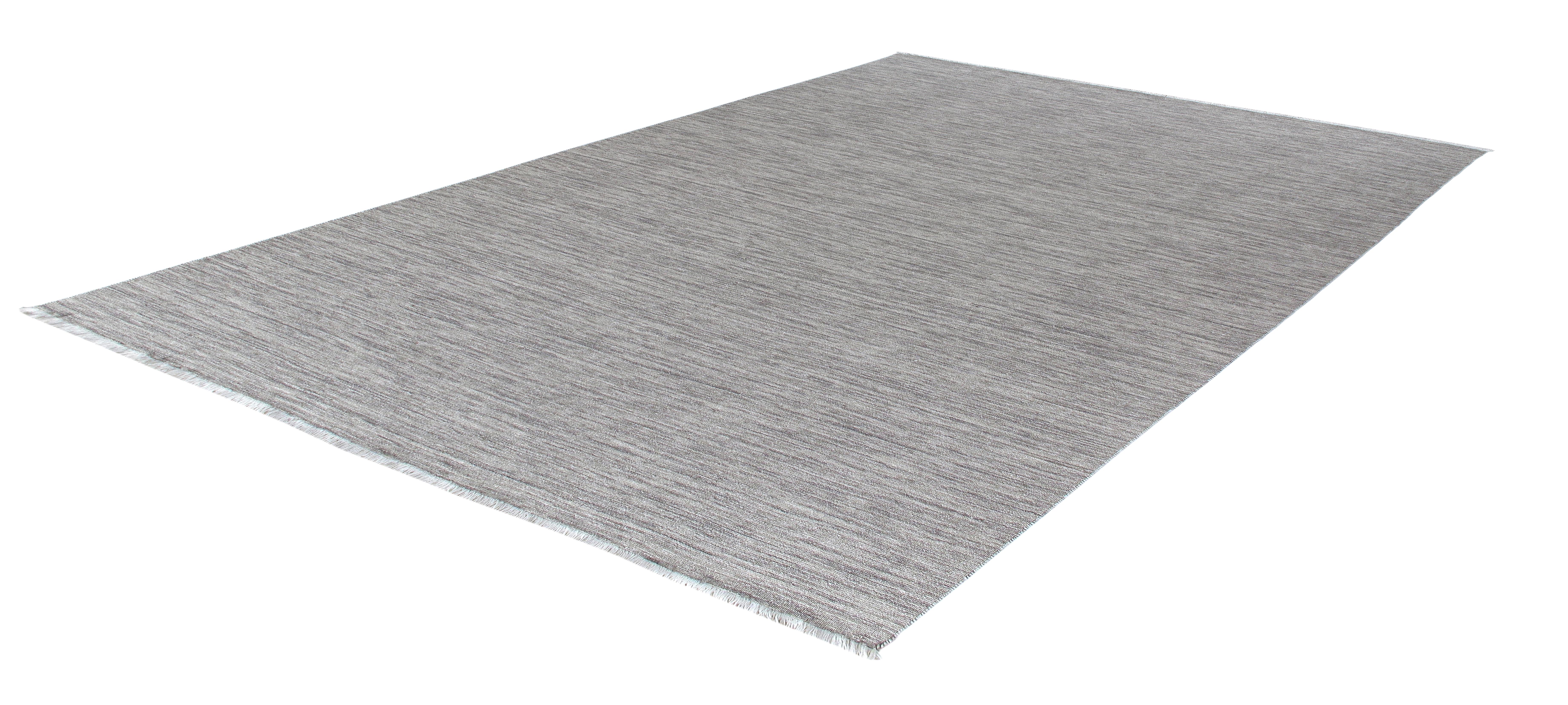 Tessuto a mano Tappeto moderno intrecciato a mano  Design minimalista grigio neutro in lana Merino in vendita