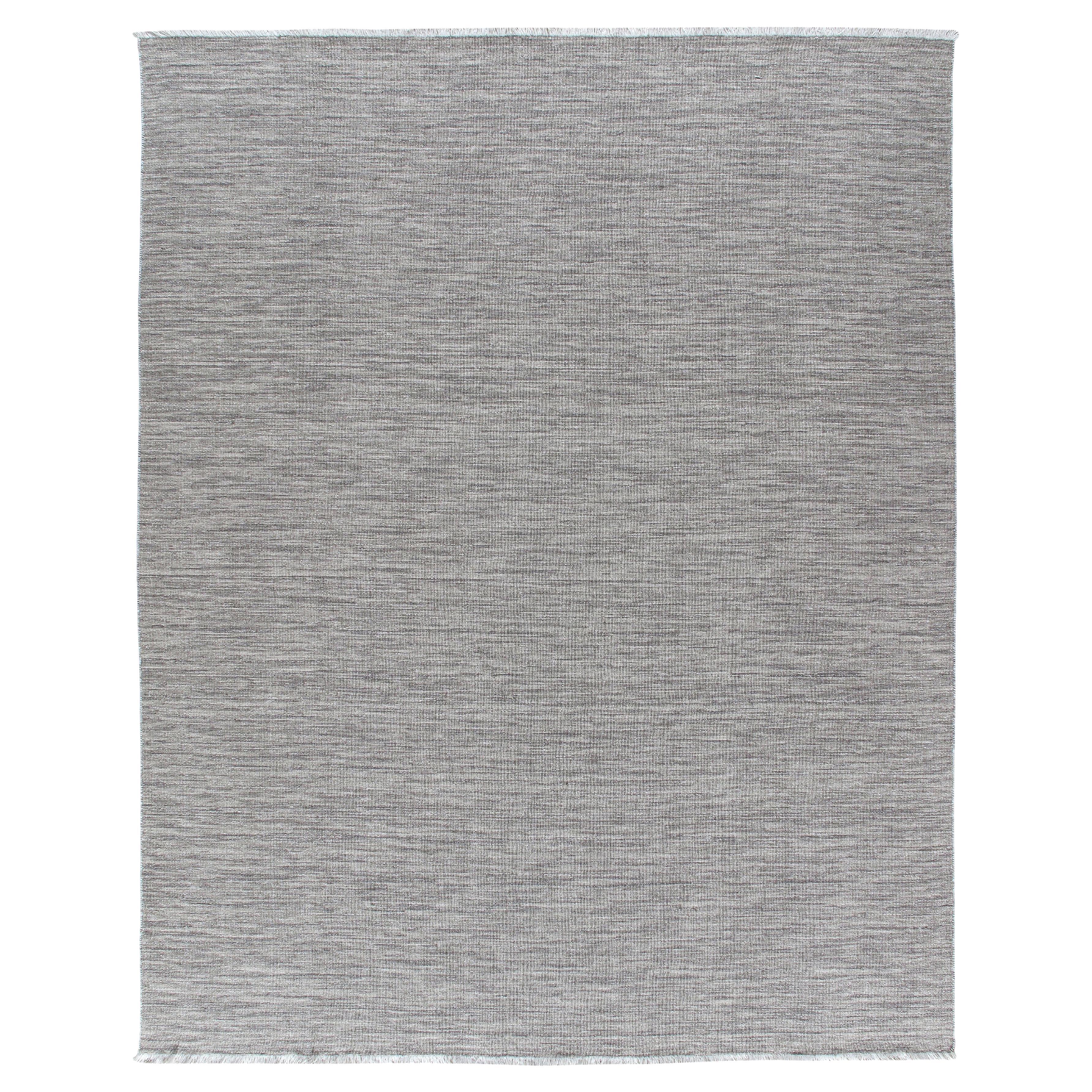 Handgewebter moderner Teppich  Neutrales graues minimalistisches Design aus Merinowolle