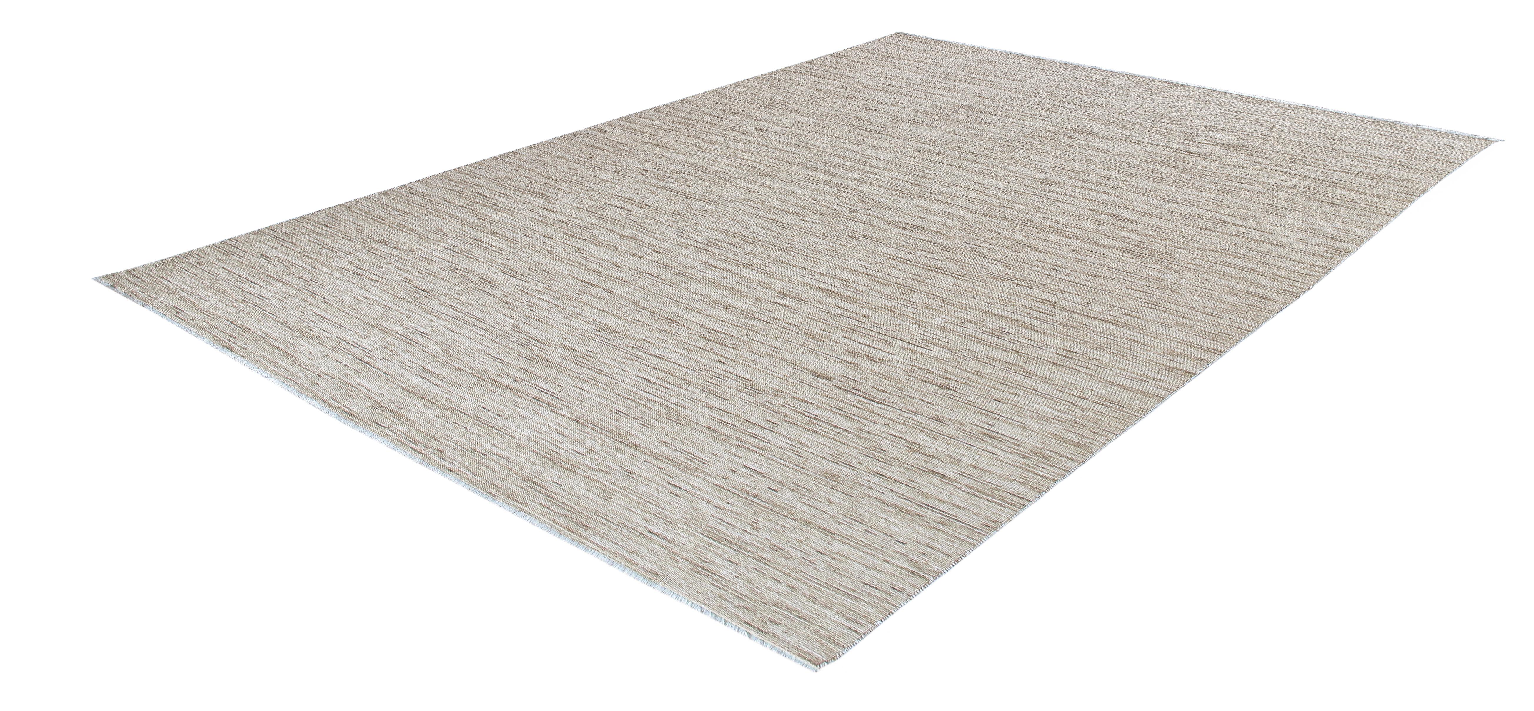 Tessuto a mano Tappeto moderno intrecciato a mano  Lana Merino neutra, design minimalista e rilassante in vendita