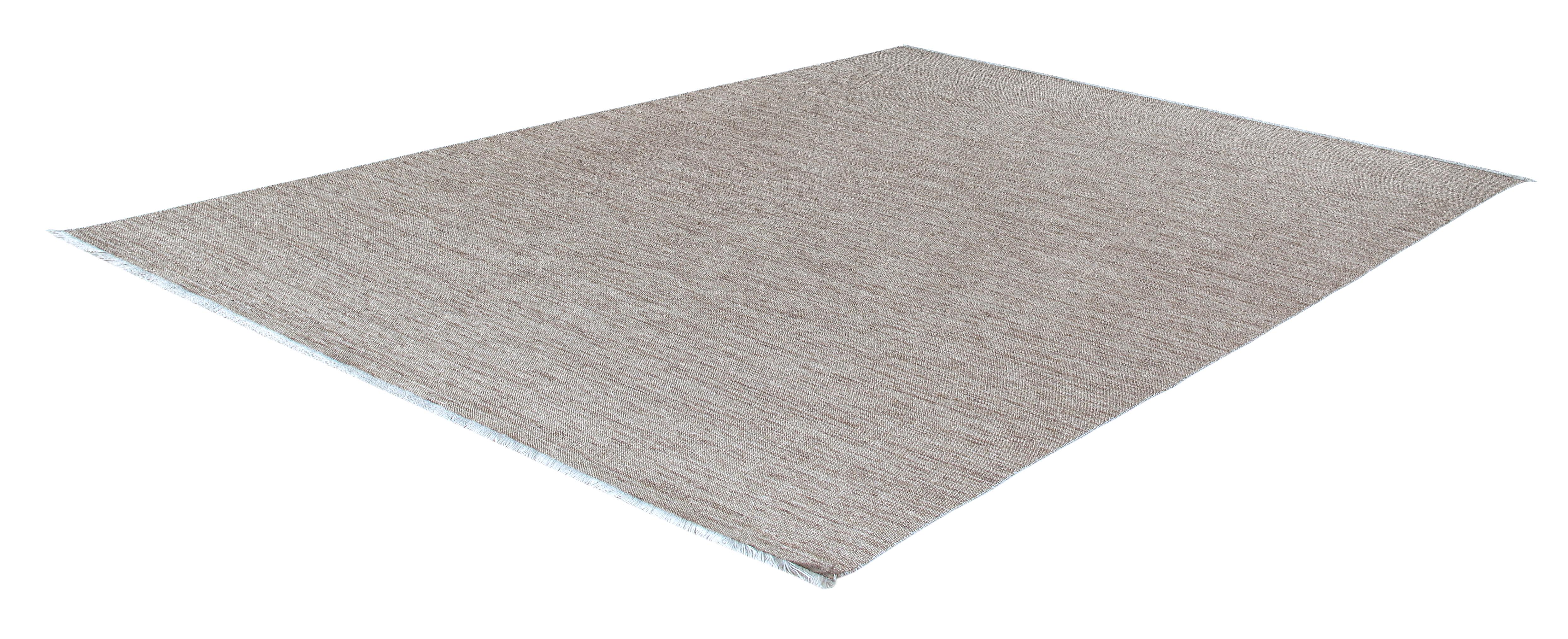 Handgewebter moderner Teppich  Neutrale Merinowolle, minimalistisches zeitgenössisches Design (Moderne) im Angebot