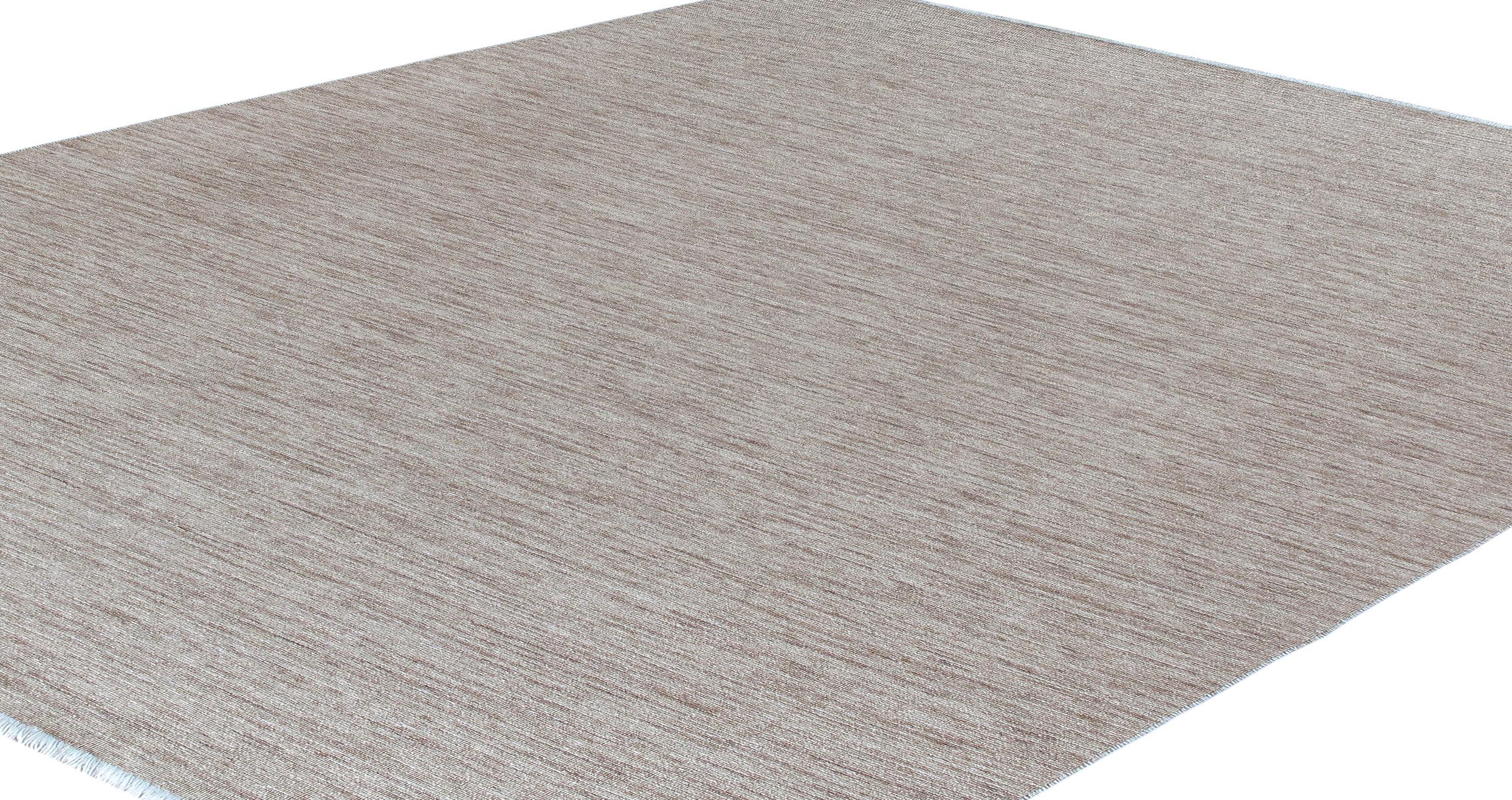 Handgewebter moderner Teppich  Neutrale Merinowolle, minimalistisches zeitgenössisches Design (Indisch) im Angebot