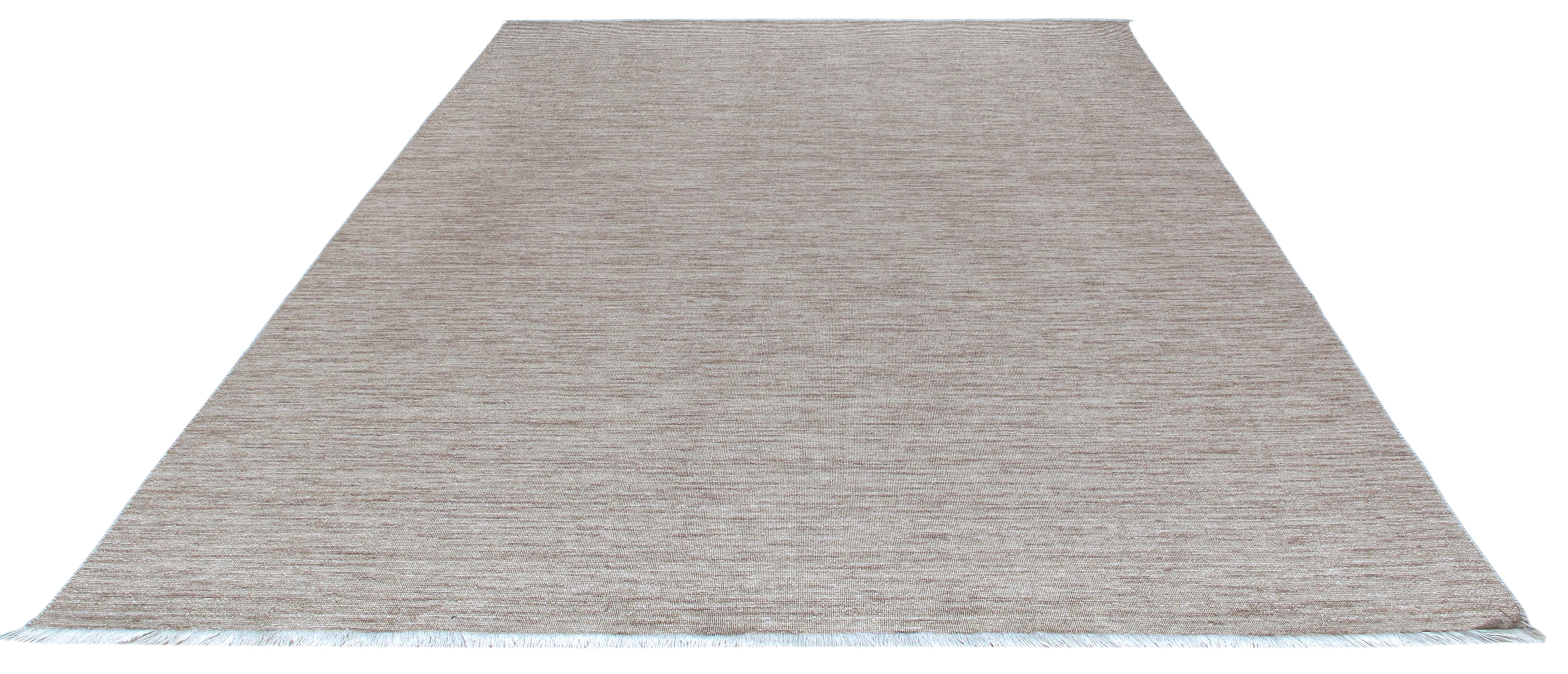 Handgewebter moderner Teppich  Neutrale Merinowolle, minimalistisches zeitgenössisches Design (Wolle) im Angebot