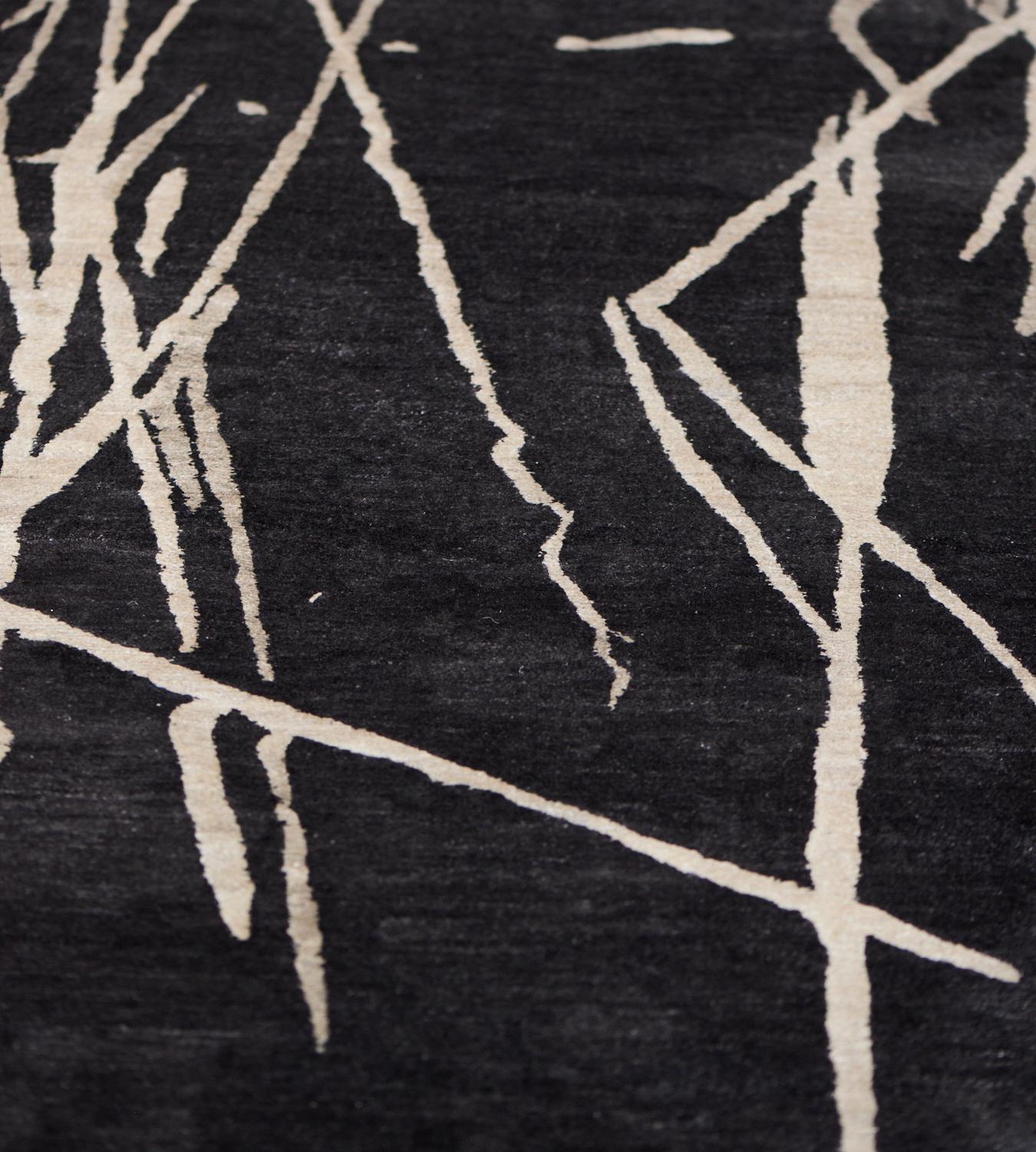 Laine Tapis abstrait moderne en pure soie tissé à la main en vente