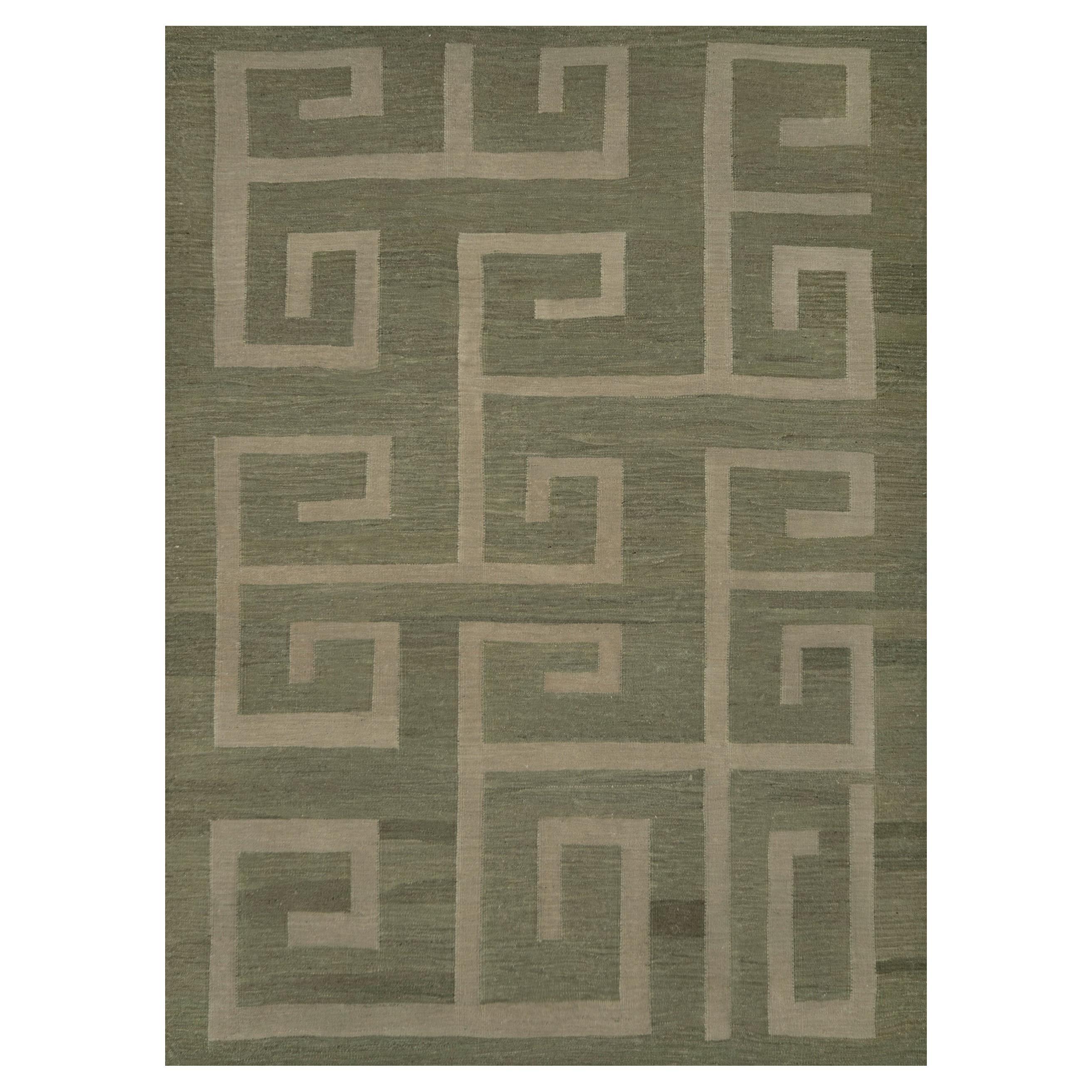 Handwoven Modern Wool Flatweave Rug For Sale