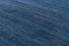 Indigoblauer und goldener handgewebter Mohair- und Nessel-Teppich