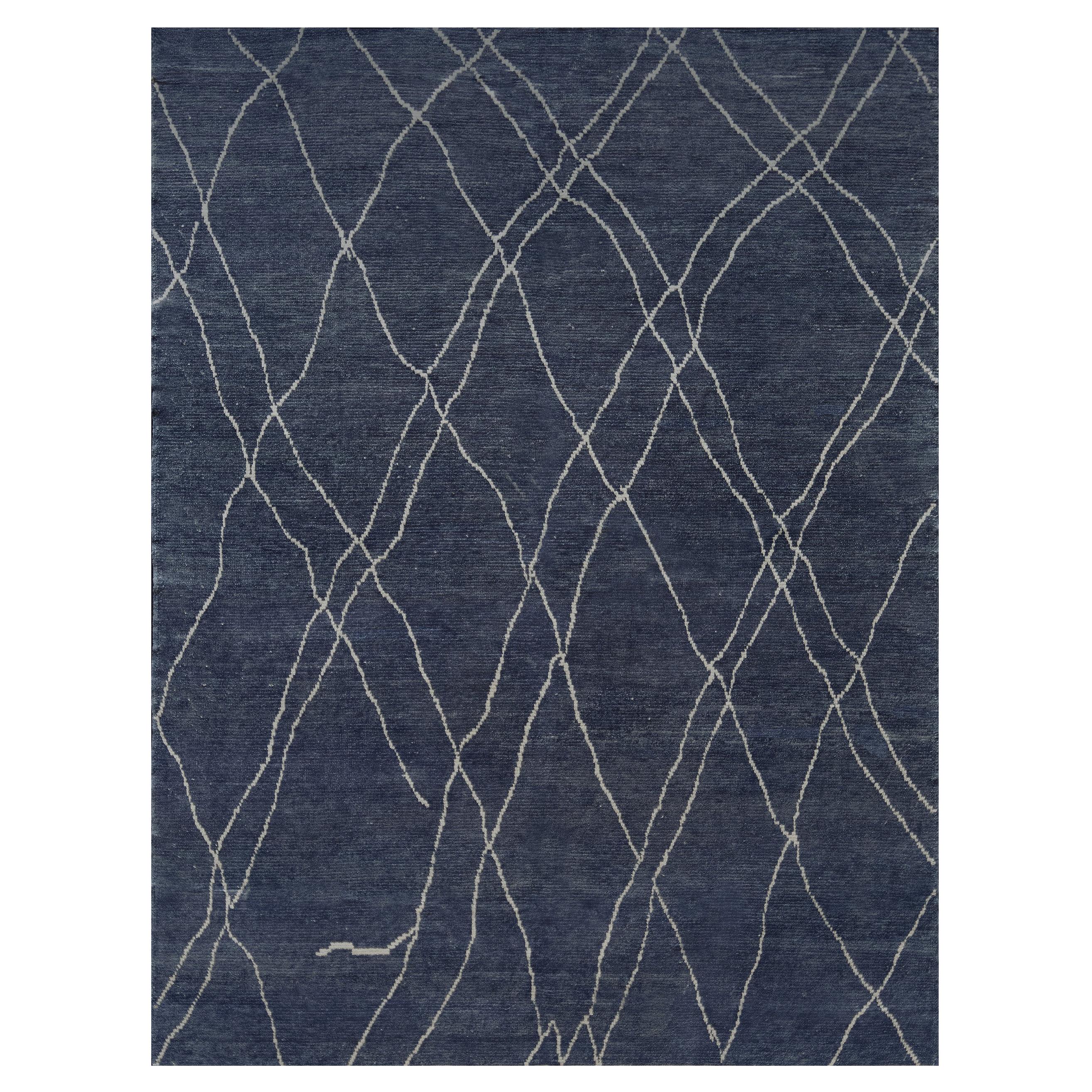 Picture of Hand-Woven Multi-colored Striped Wool Moroccan Rug For Sale at 1stDibs