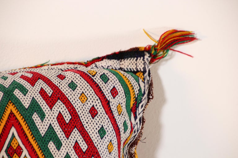 Wool Handwoven Moroccan Tribal Berber Throw Pillow For Sale