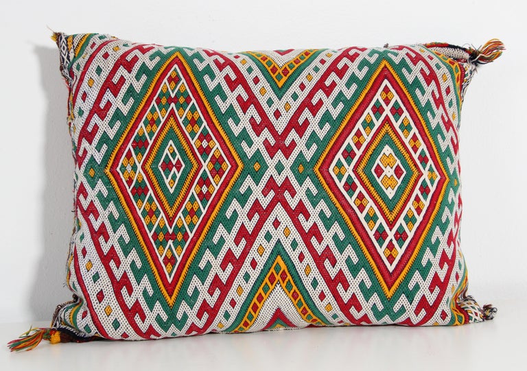 20th Century Handwoven Moroccan Tribal Berber Throw Pillow For Sale
