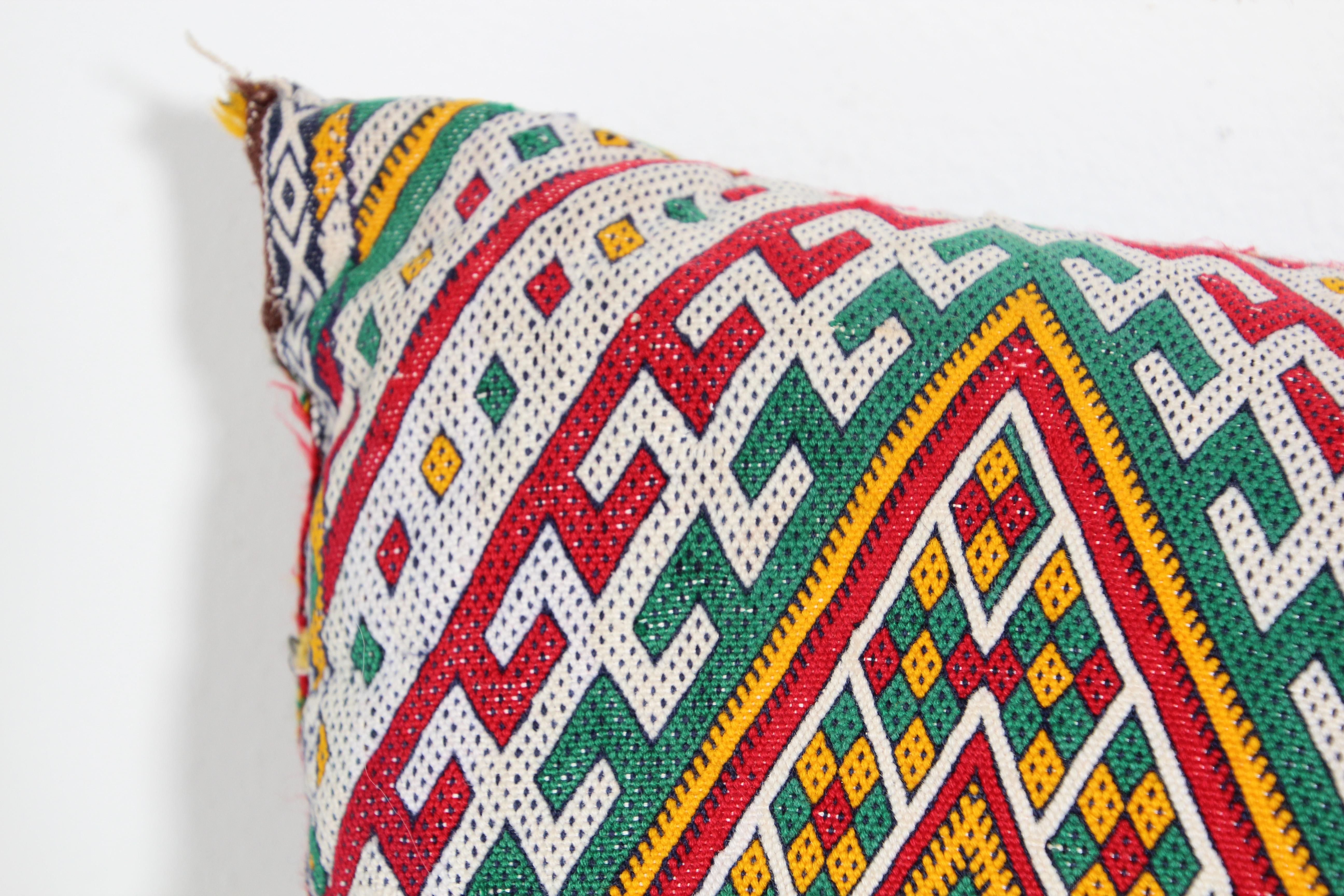 20th Century Authentic Vintage Moroccan Berber Throw Pillow For Sale