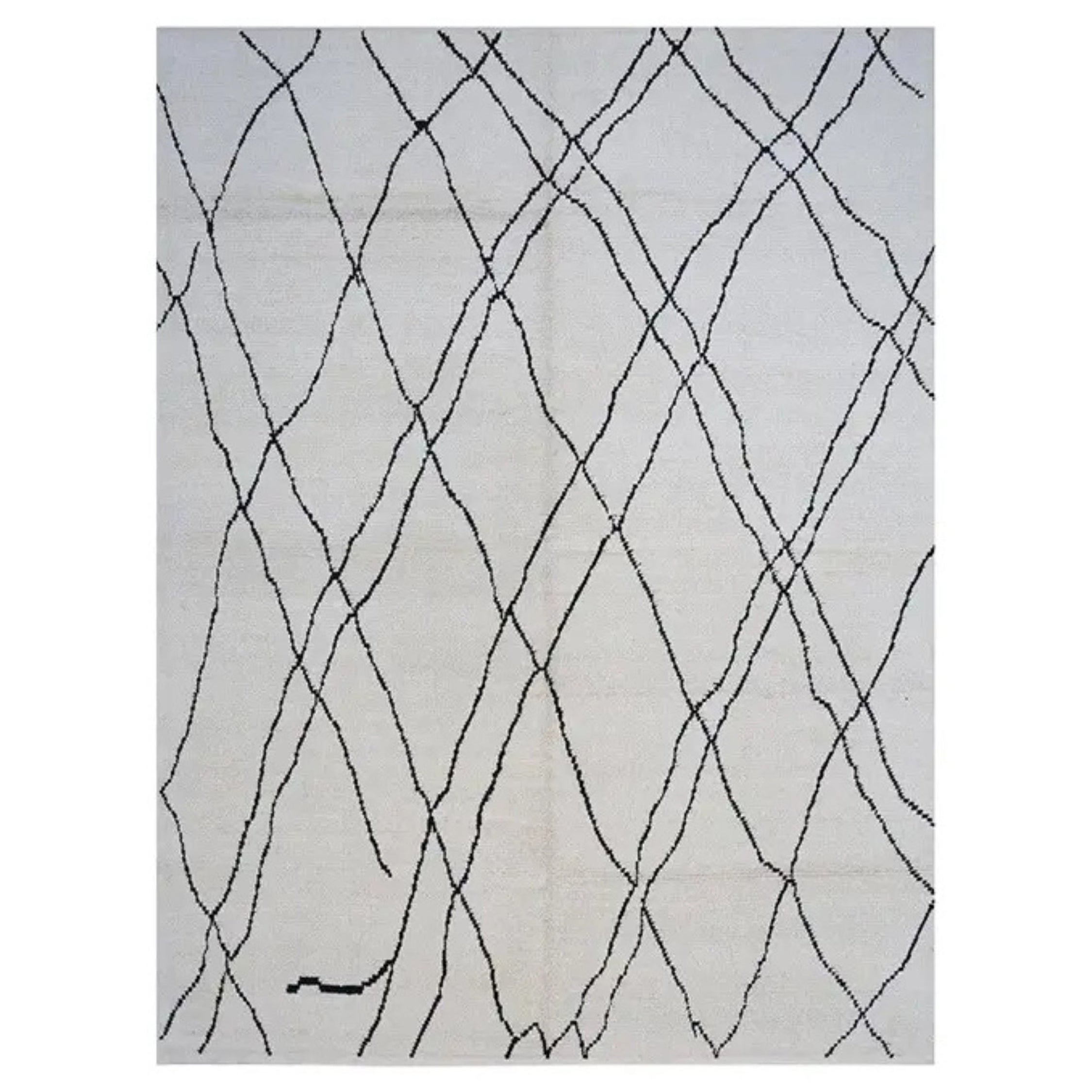 Handwoven Moroccan Wool Area Rug, Tribal Berber Style Carpet, 8′0″ × 10′0″