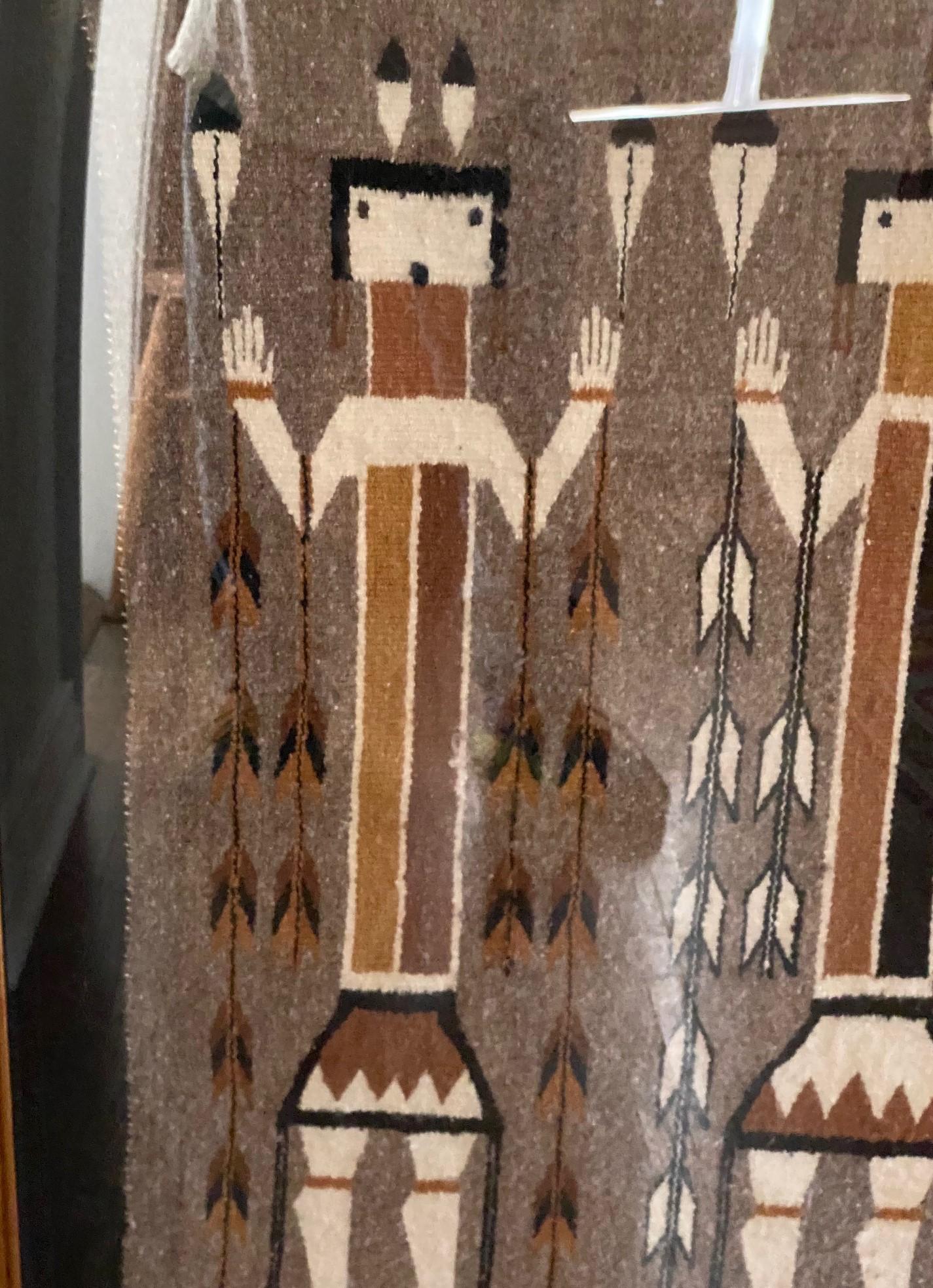 Handwoven Native American Navajo Yei Pictorial Wool Rug Blanket Custom Display 2