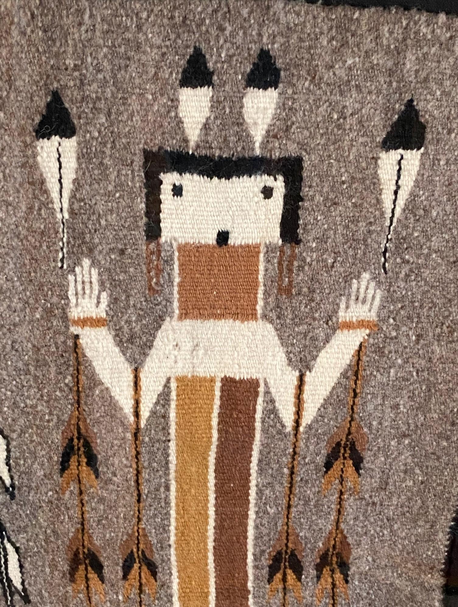 Handwoven Native American Navajo Yei Pictorial Wool Rug Blanket Custom Display 3