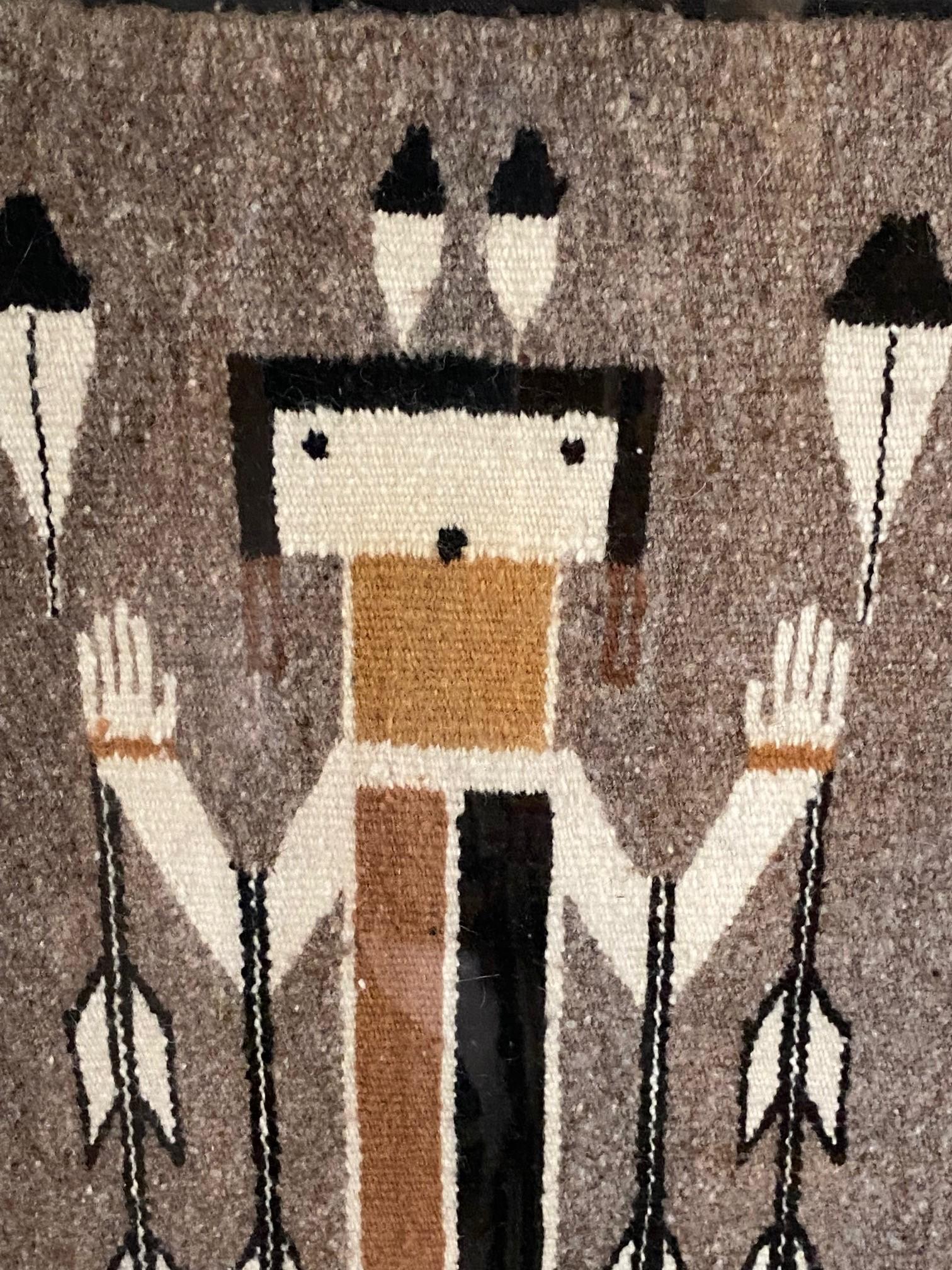 Handwoven Native American Navajo Yei Pictorial Wool Rug Blanket Custom Display 4