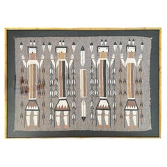 Handwoven Native American Navajo Yei Pictorial Wool Rug Blanket Custom Display