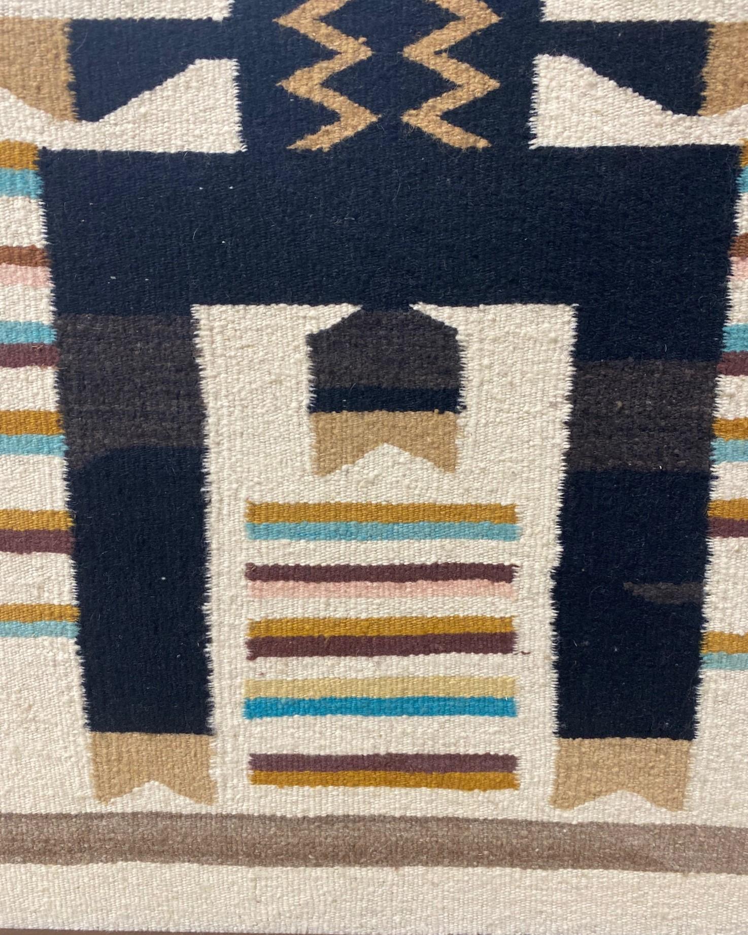 Handwoven Native American Navajo Yei Yeibichai Pictorial Wool Rug Blanket 5