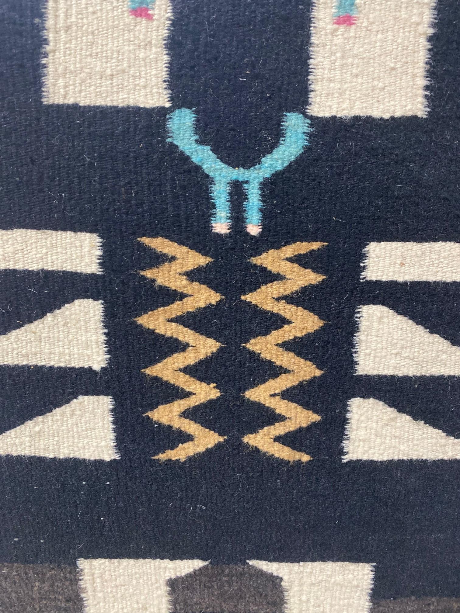 Handwoven Native American Navajo Yei Yeibichai Pictorial Wool Rug Blanket 6