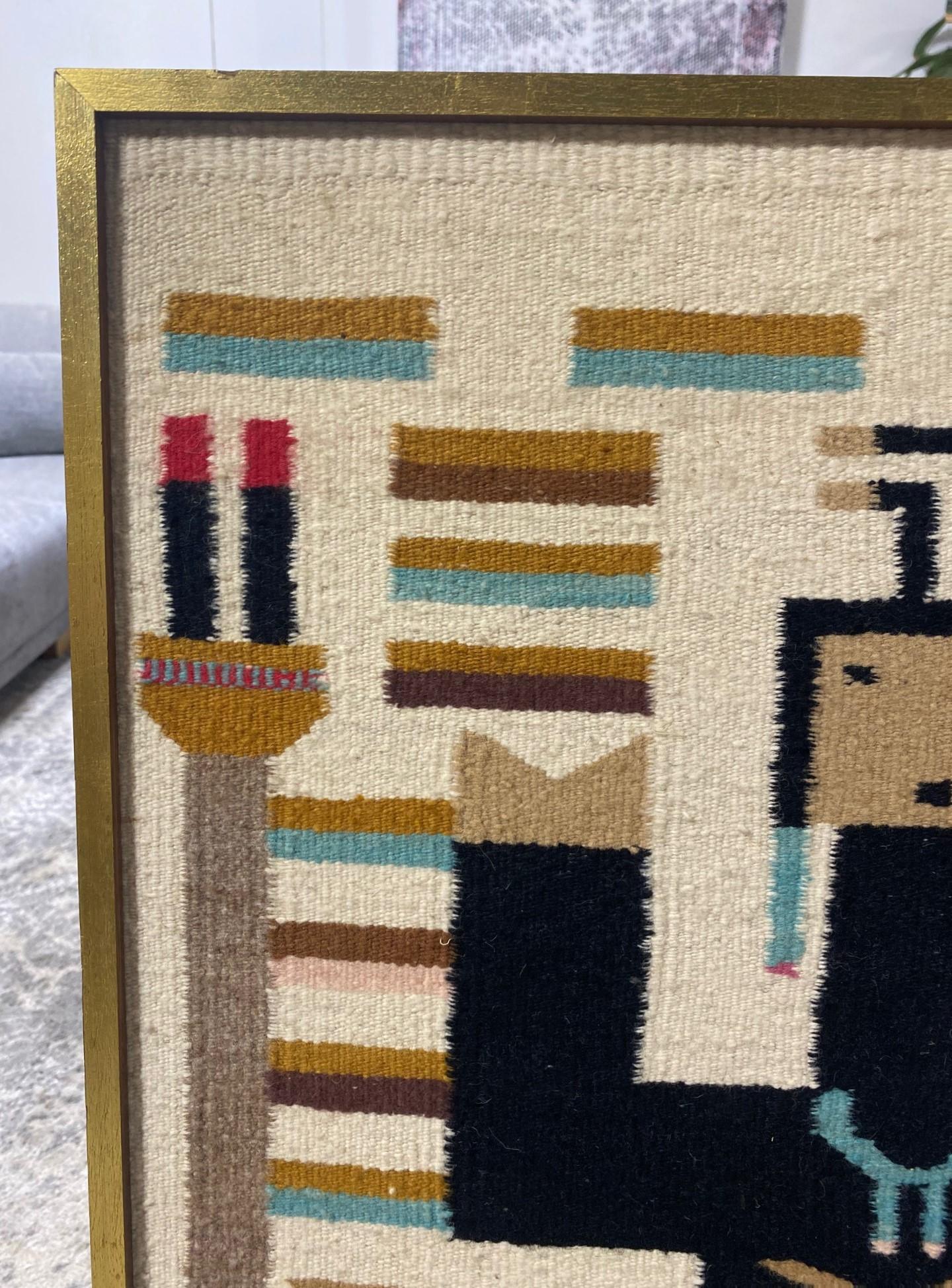 Handwoven Native American Navajo Yei Yeibichai Pictorial Wool Rug Blanket 2