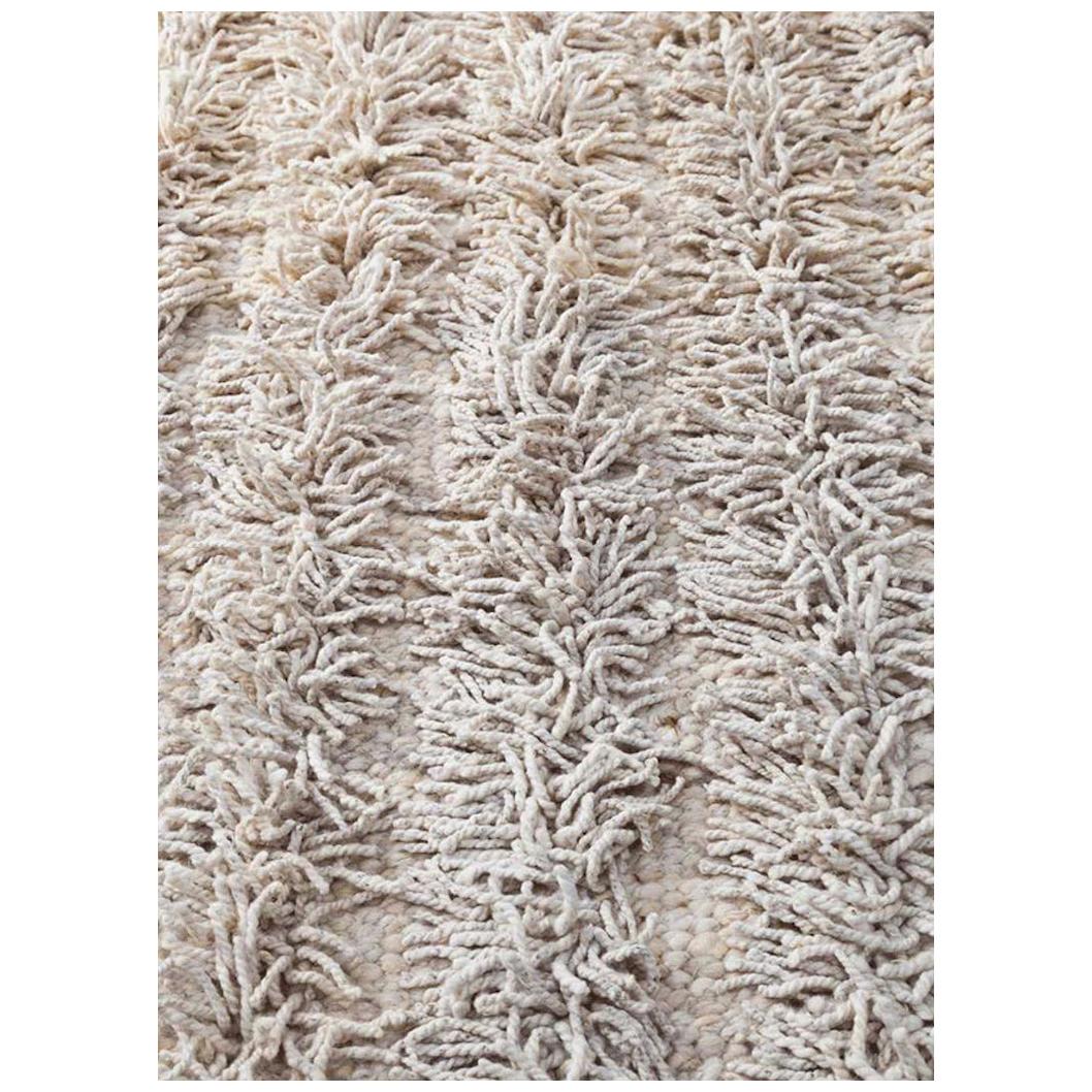 Handwoven Natural Wool Rug, Organic Modern Tailored Shag Style, in