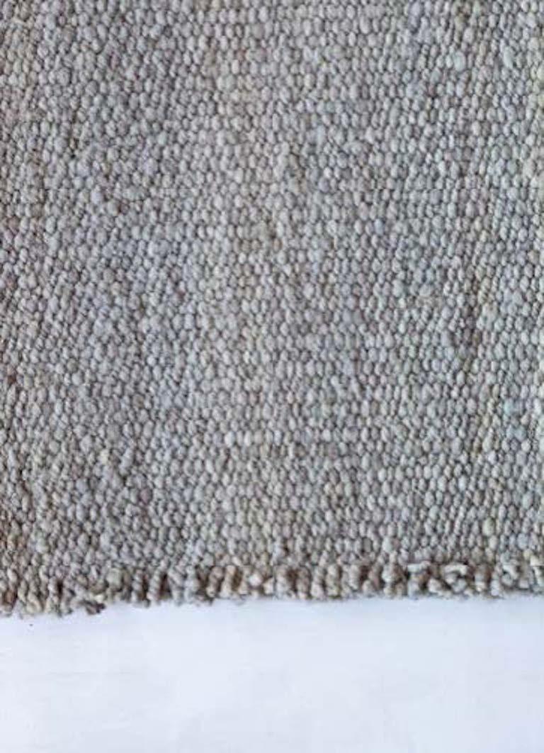 Handwoven Natural Wool Rug, Organic Modern Textured Style, in Stock at