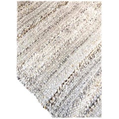 Handwoven Natural Wool Rug, Organic Modern Textured Style, in Stock