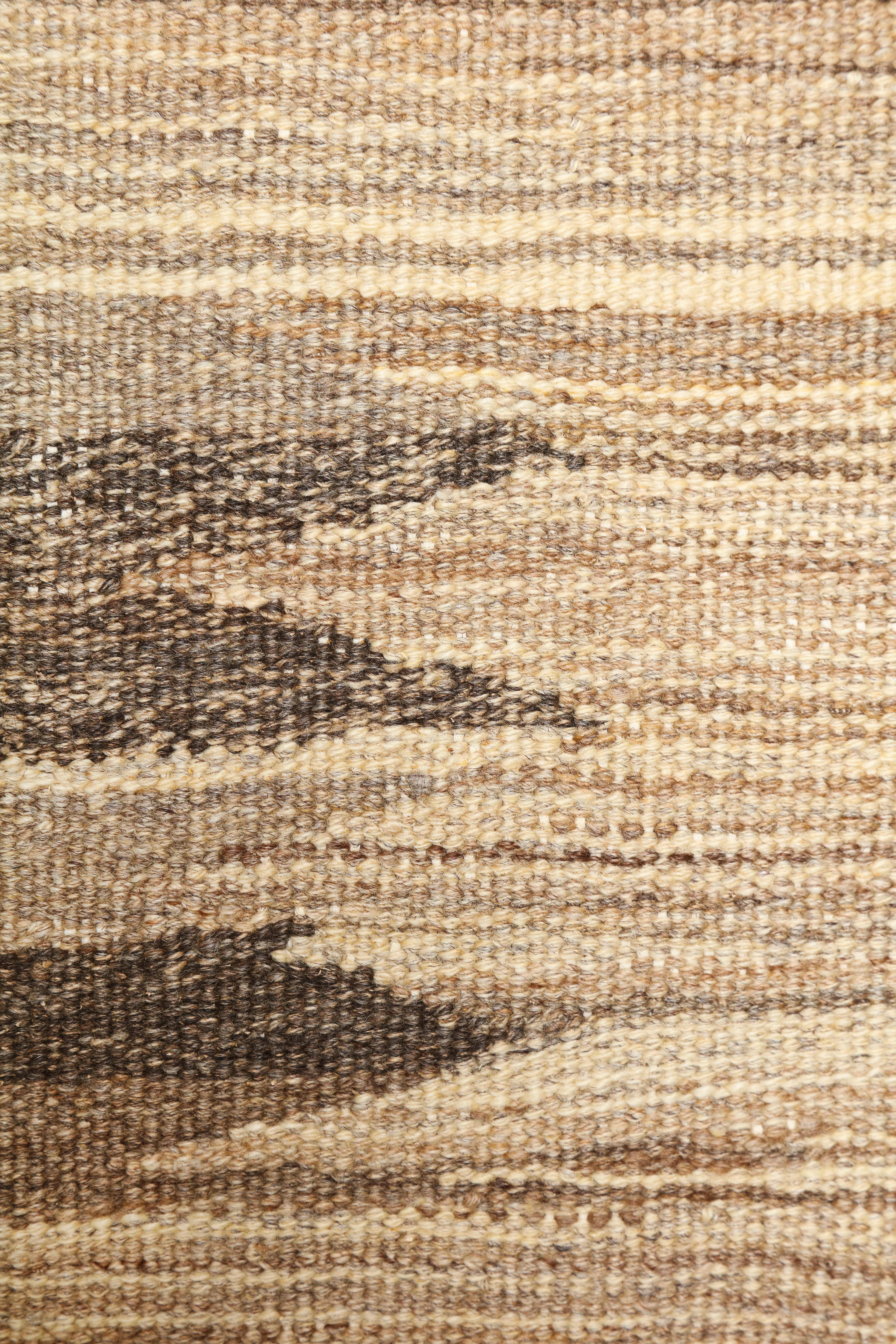 XXI secolo e contemporaneo Handwoven Neutral Flatweave Wool Rug, Organic Modern Design, 3' x 4' in vendita