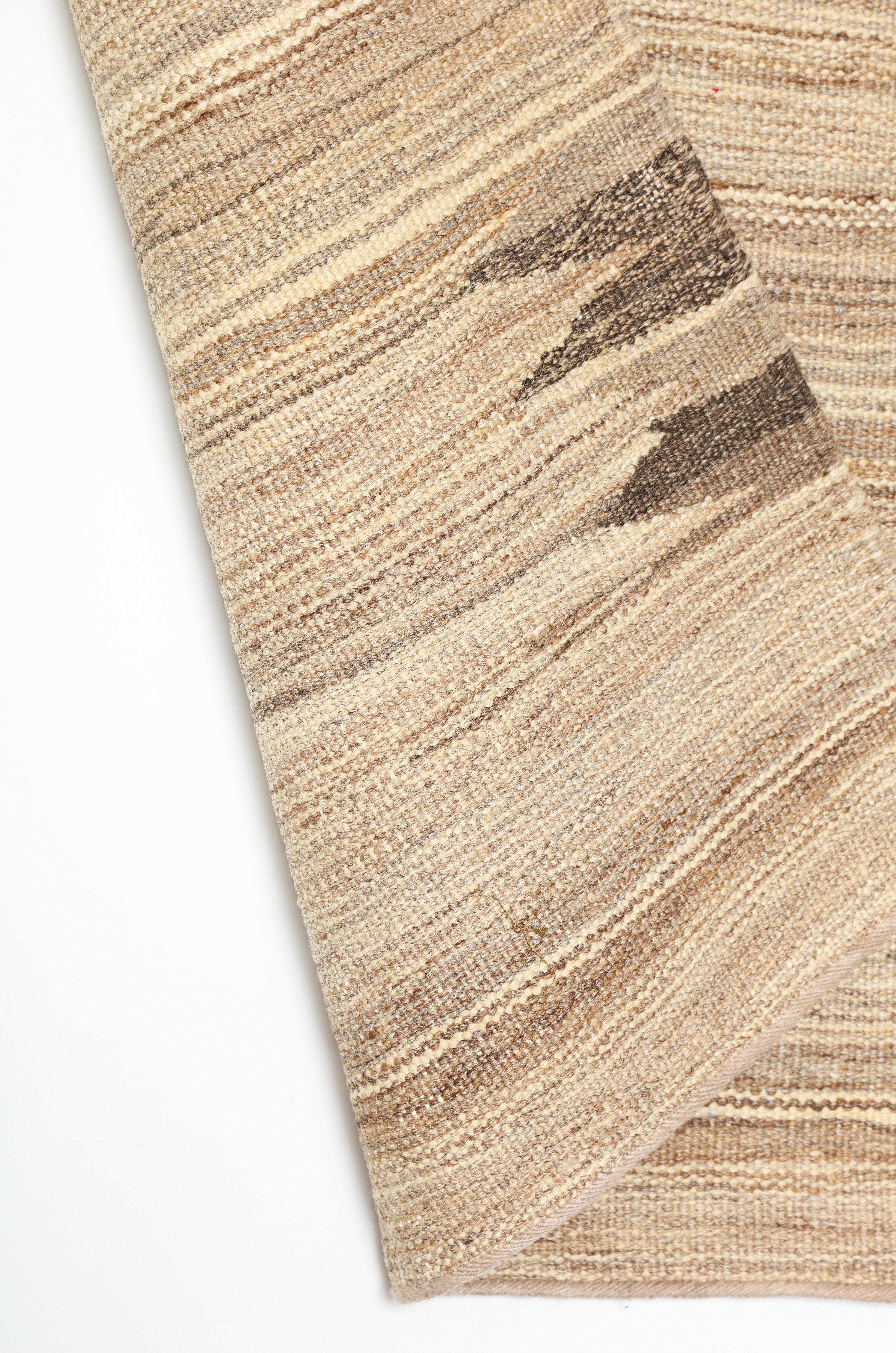 Handwoven Neutral Flatweave Wool Rug, Organic Modern Design, 3' x 4' in vendita 1