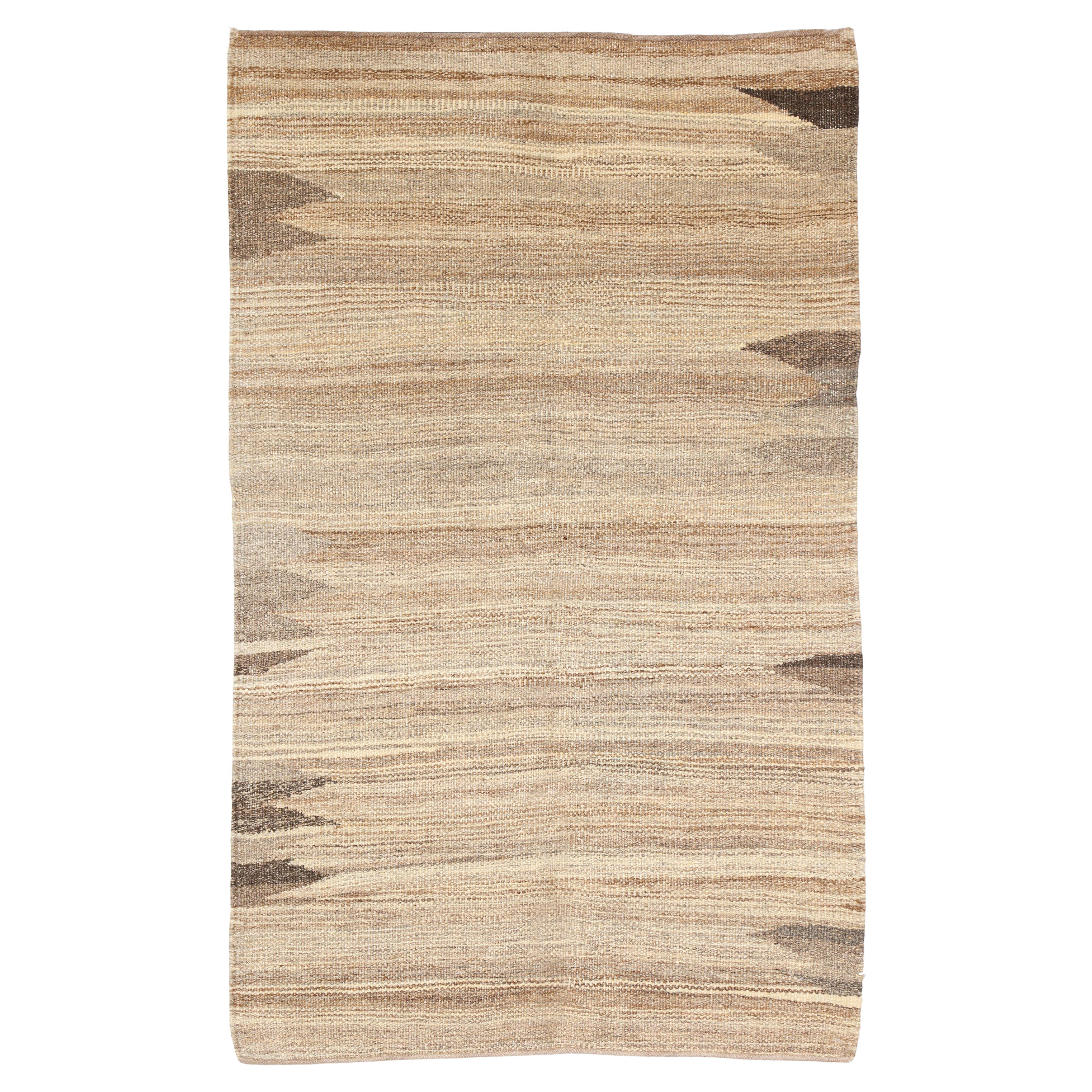 Handwoven Neutral Flatweave Wool Rug, Organic Modern Design, 3
 x 4
 in vendita