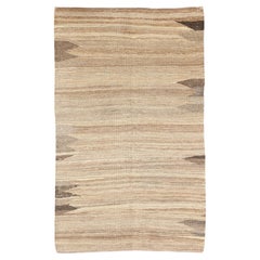 Handwoven Neutral Flatweave Wool Rug, Organic Modern Design, 3' x 4'