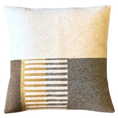 Handwoven New Boho Style Wool Throw Pillow in Brown, Gray, Cream, in Stock