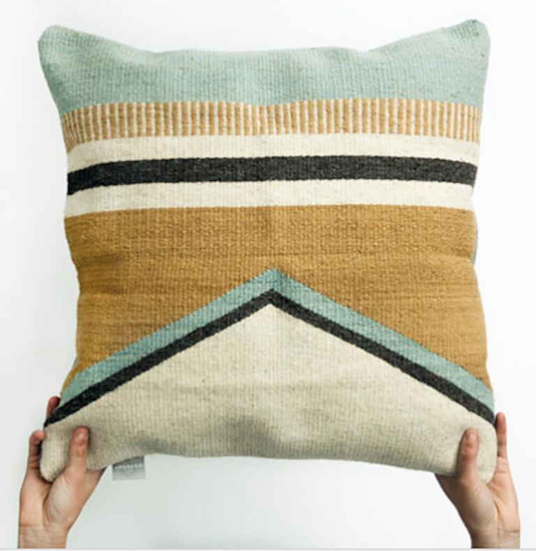 Boho Style Wool Throw Pillow in Ochre Boho Style Wool Throw Pillow in Ochre