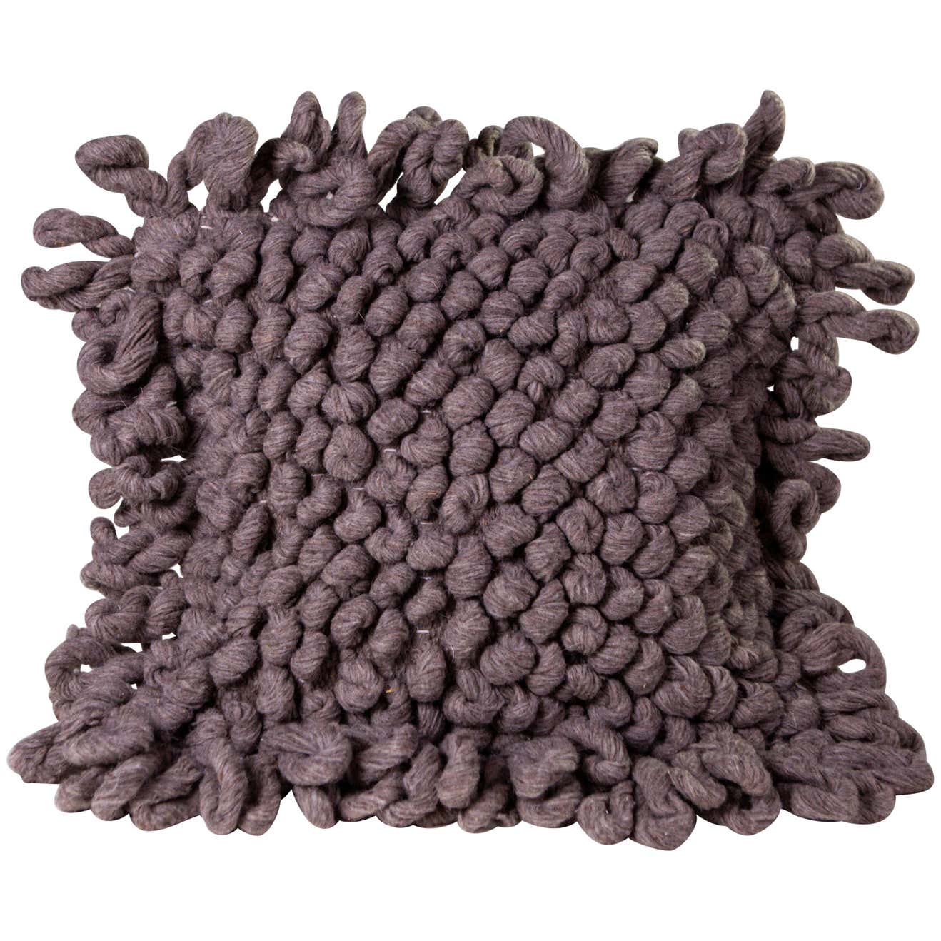 Handwoven Nubby Wool Pillows in Grey, in Stock at 1stDibs