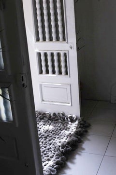 Handwoven Nubby Wool Rug in Grey, Medium, In Stock